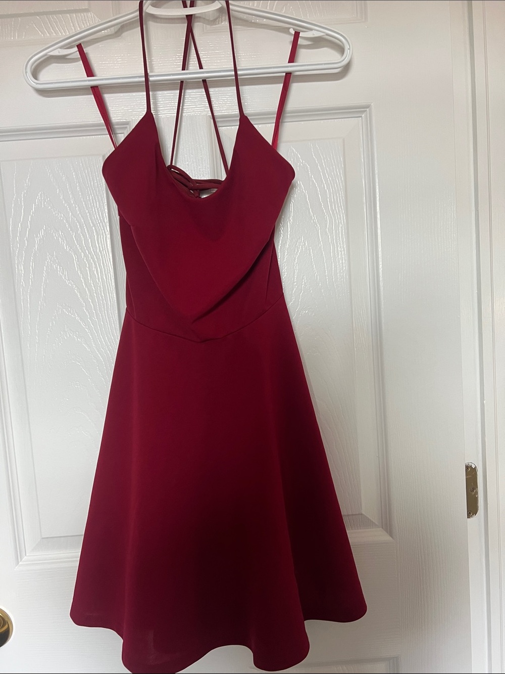 Women's red tie back Strap Dress